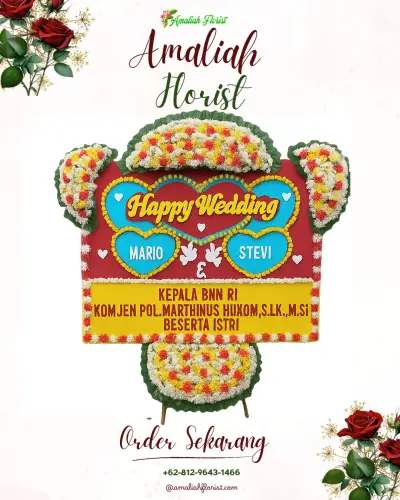 Karangan Papan Bunga Pernikahan di Pengantungan